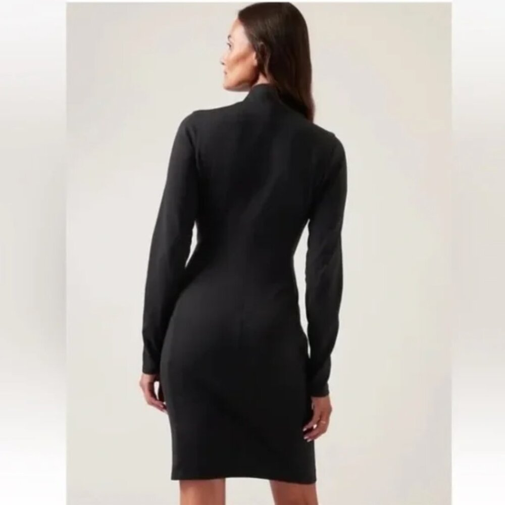 Athleta Delancey Dress Black Long Sleeve Fitted Women's 1X Athleisure Travel - Picture 2 of 16